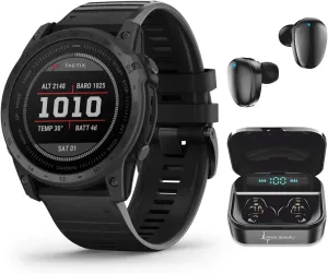 Wearable4U - Garmin tactix 7 GPS Tactical Smartwatch with Bundle (tactix 7 Standard, Black Earbuds)