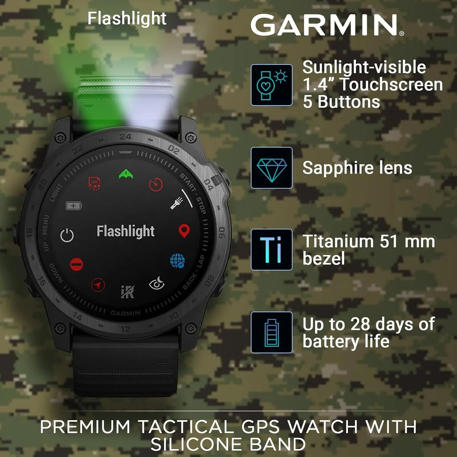 Wearable4U - Garmin tactix 7 GPS Tactical Smartwatch with Bundle (tactix 7 Standard, Black Earbuds)