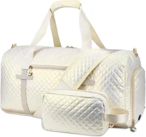 Weekend Bags for Women Travel - Duffel & Cosmetics Bag, Overnight Bag with Shoe Compartment, Gym Carry-On with Wet Pocket for Business, Sports & Hospital Trips