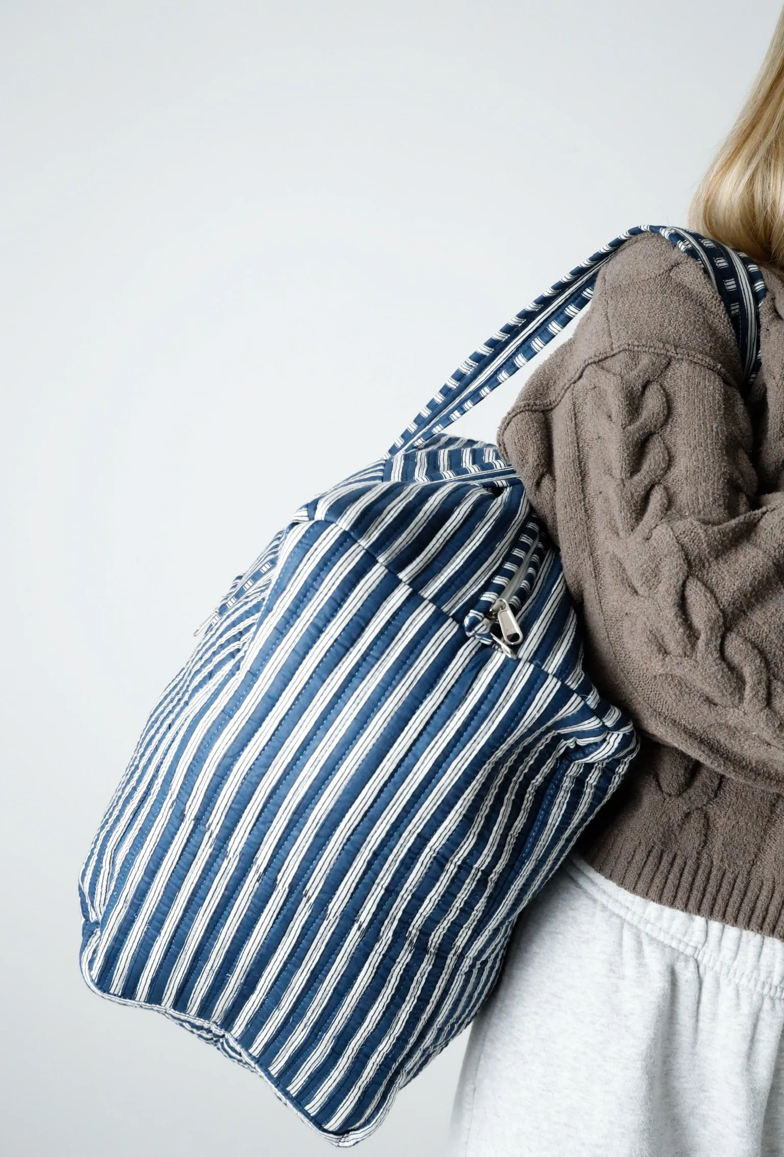 Weekender Bag in Navy Stripe