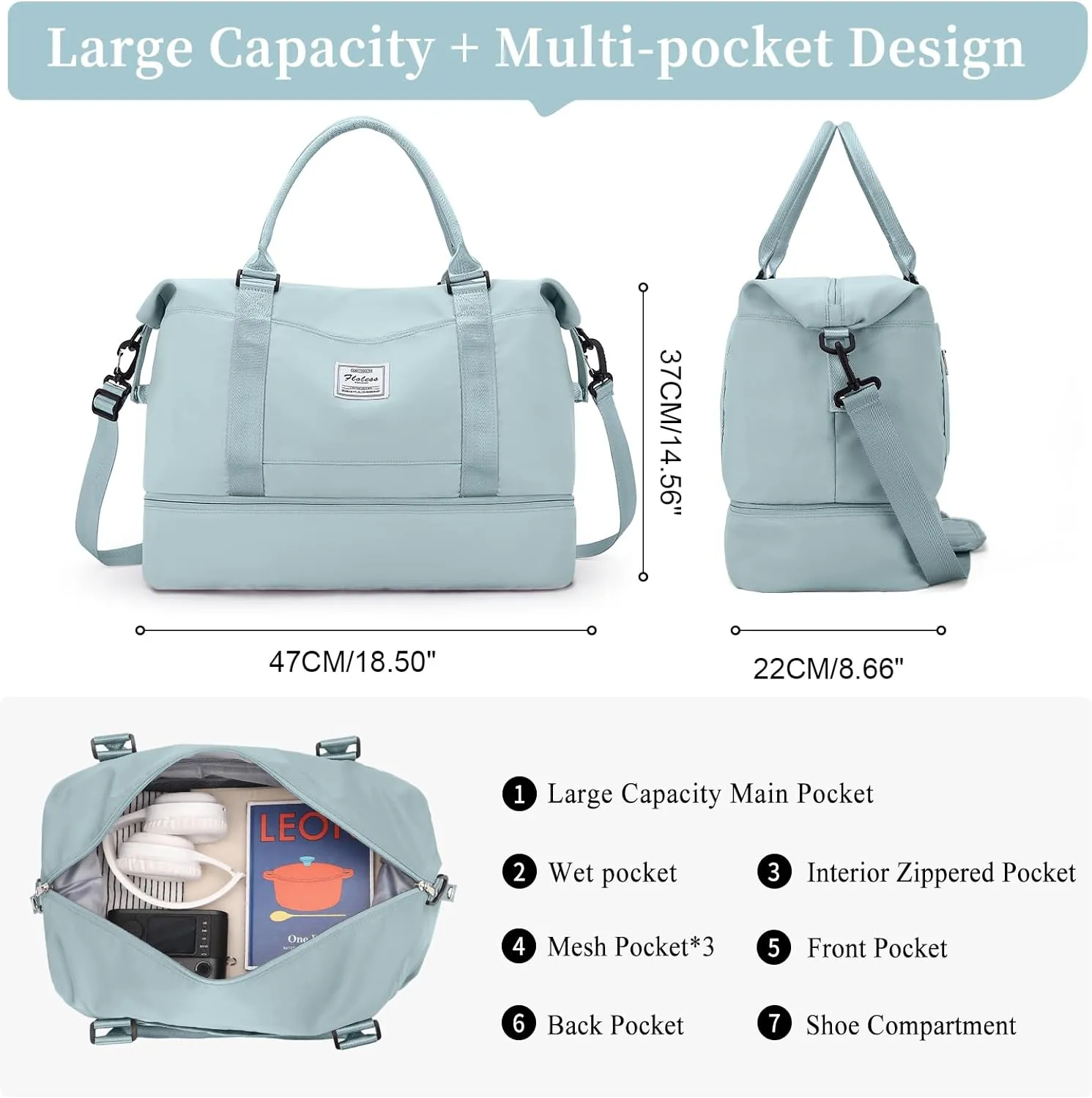 Weekender Bags for Women,Overnight Travel Duffel Bag,Personal Item Travel Bag with Shoes Compartment,Gym Bag,3pcs set