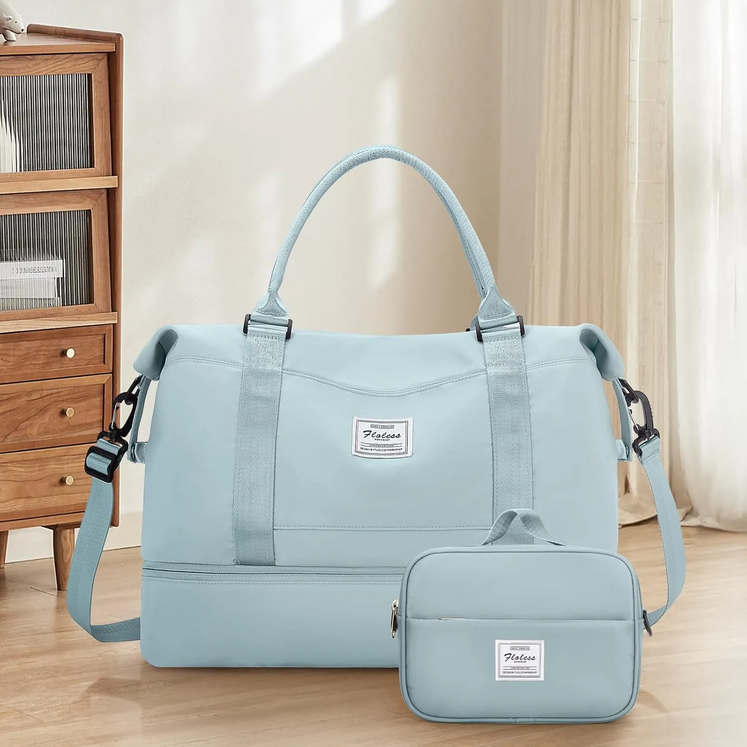 Weekender Bags for Women,Overnight Travel Duffel Bag,Personal Item Travel Bag with Shoes Compartment,Gym Bag,3pcs set