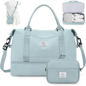 Weekender Bags for Women,Overnight Travel Duffel Bag,Personal Item Travel Bag with Shoes Compartment,Gym Bag,3pcs set