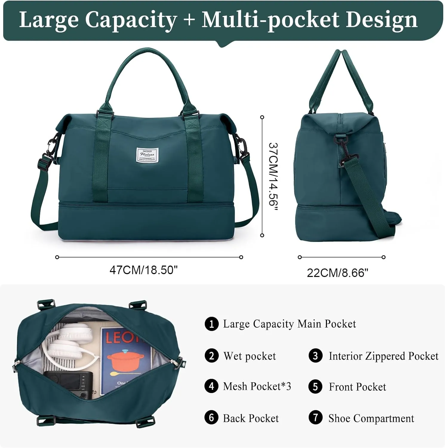 Weekender Bags for Women,Personal Item Travel Bag with Shoes Compartment,Overnight Travel Duffel Bag with Toiletry Bag