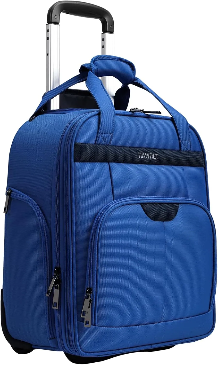 Weekender Overnight 16-Inch Underseat Carry-on Luggage With Wheels Soft Sided Lightweight Small mini Suitcase Bag with 15.6" Laptop Compartment for Women and Men,Blue