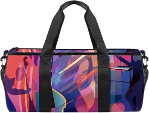 Weekender Travel Bag,Small Gym Bag,Abstract Jazz Art Music Instruments,Gym Duffle Bag