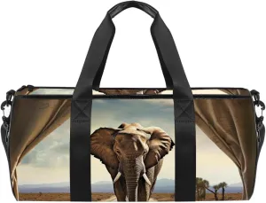 Weekender Travel Bag,Small Gym Bag,Asian Elephant Walk,Gym Duffle Bag