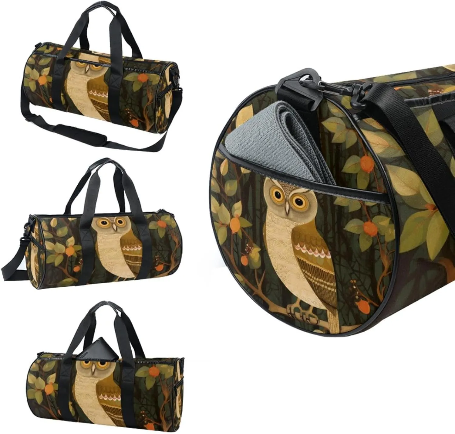 Weekender Travel Bag,Small Gym Bag,Branch Cute Owl,Gym Duffle Bag
