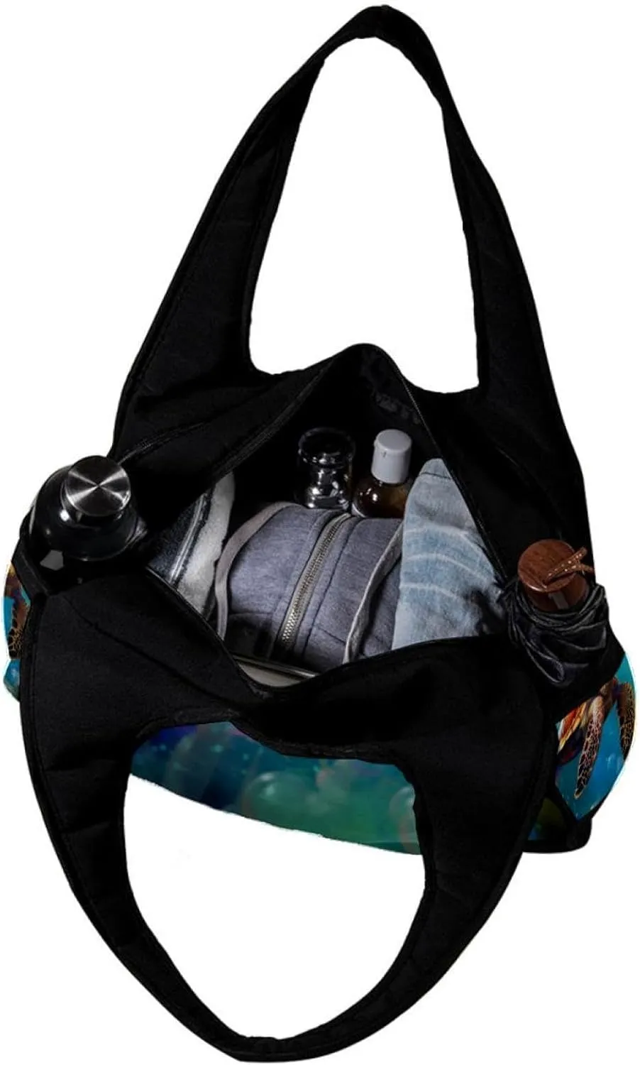 Weekender Travel Bag,Small Gym Bag,Bubble Blue Sea Turtle,Gym Duffle Bag