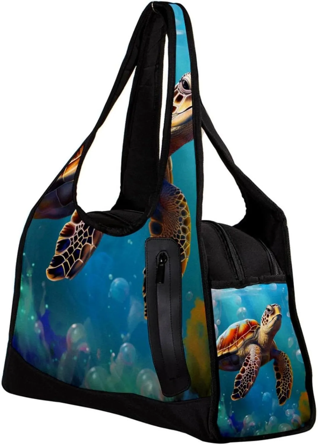 Weekender Travel Bag,Small Gym Bag,Bubble Blue Sea Turtle,Gym Duffle Bag