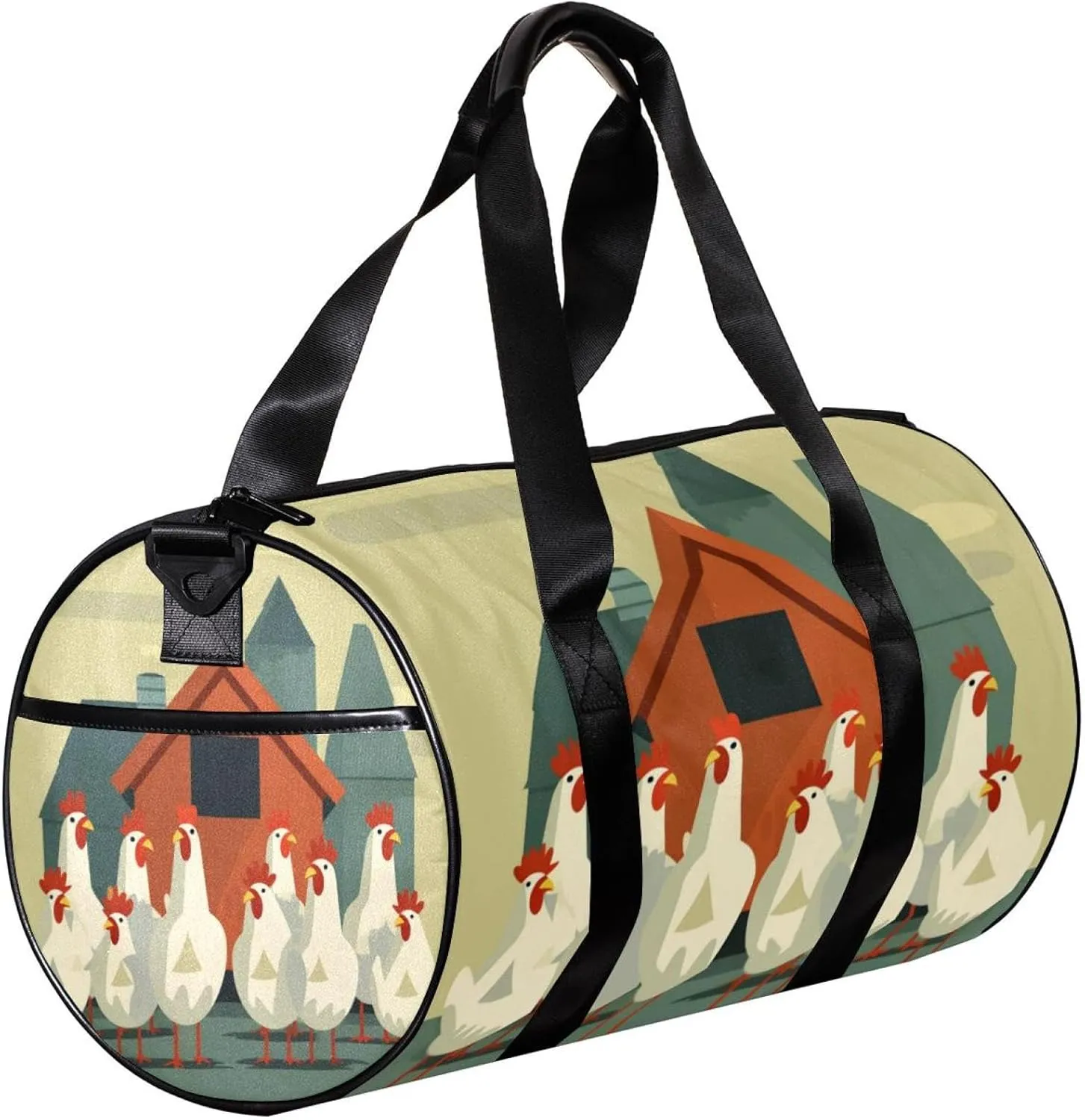 Weekender Travel Bag,Small Gym Bag,Cartoon Chickens Rooster,Gym Duffle Bag