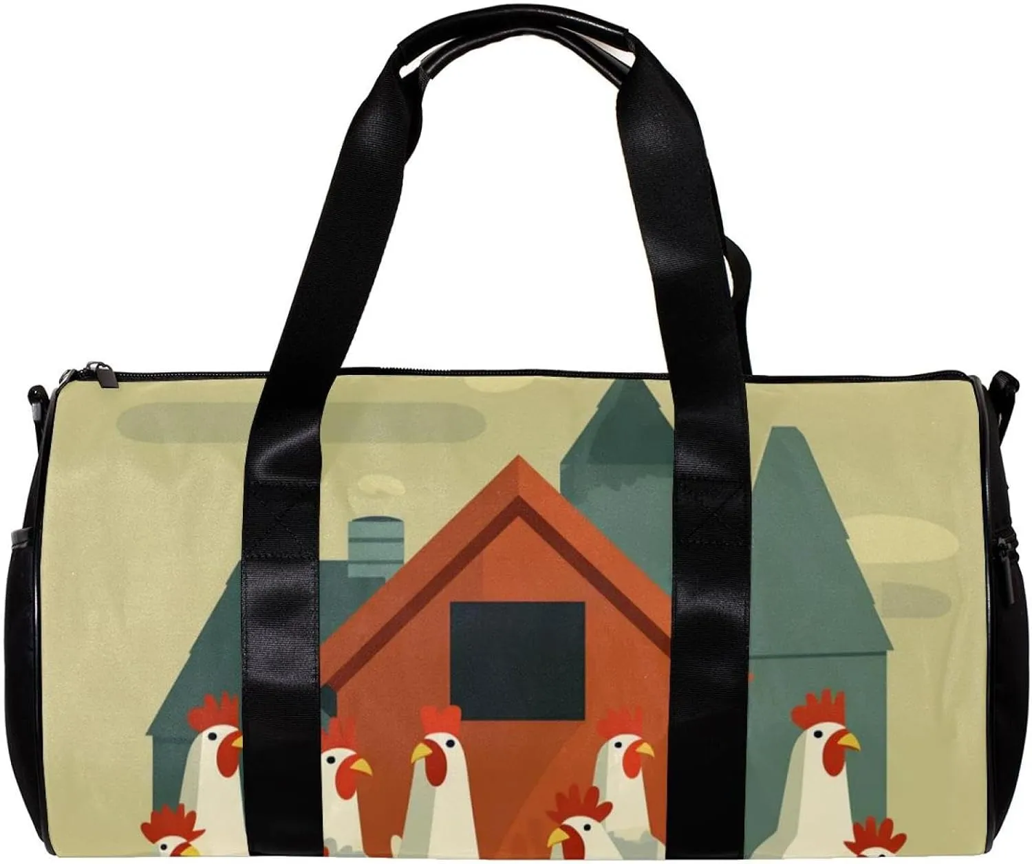 Weekender Travel Bag,Small Gym Bag,Cartoon Chickens Rooster,Gym Duffle Bag