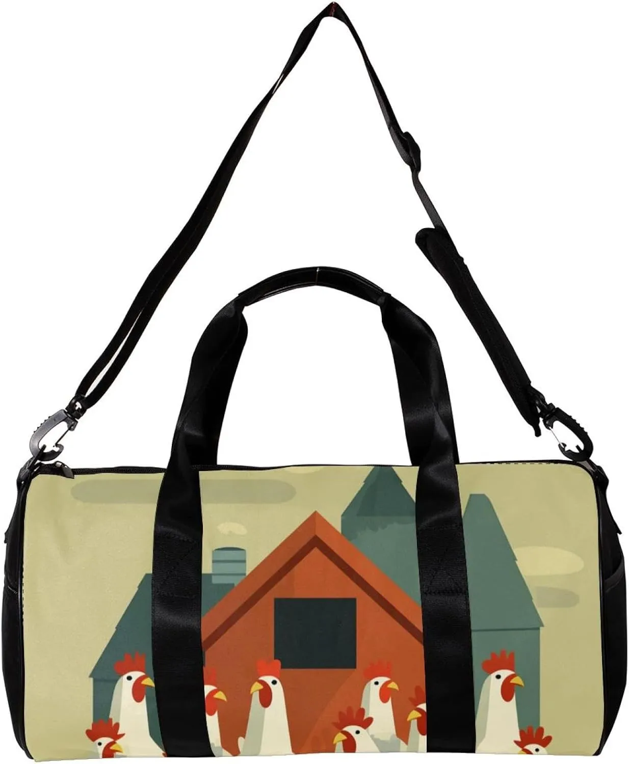 Weekender Travel Bag,Small Gym Bag,Cartoon Chickens Rooster,Gym Duffle Bag