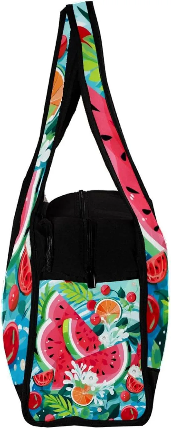Weekender Travel Bag,Small Gym Bag,Cartoon Leaf Sea Watermelon,Gym Duffle Bag