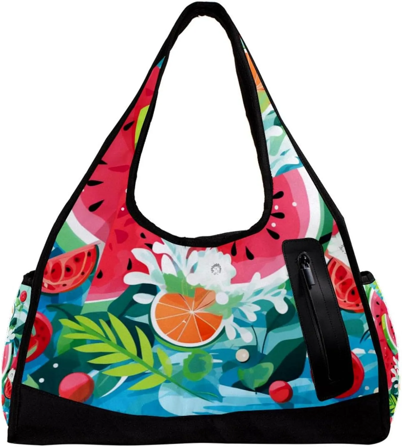 Weekender Travel Bag,Small Gym Bag,Cartoon Leaf Sea Watermelon,Gym Duffle Bag