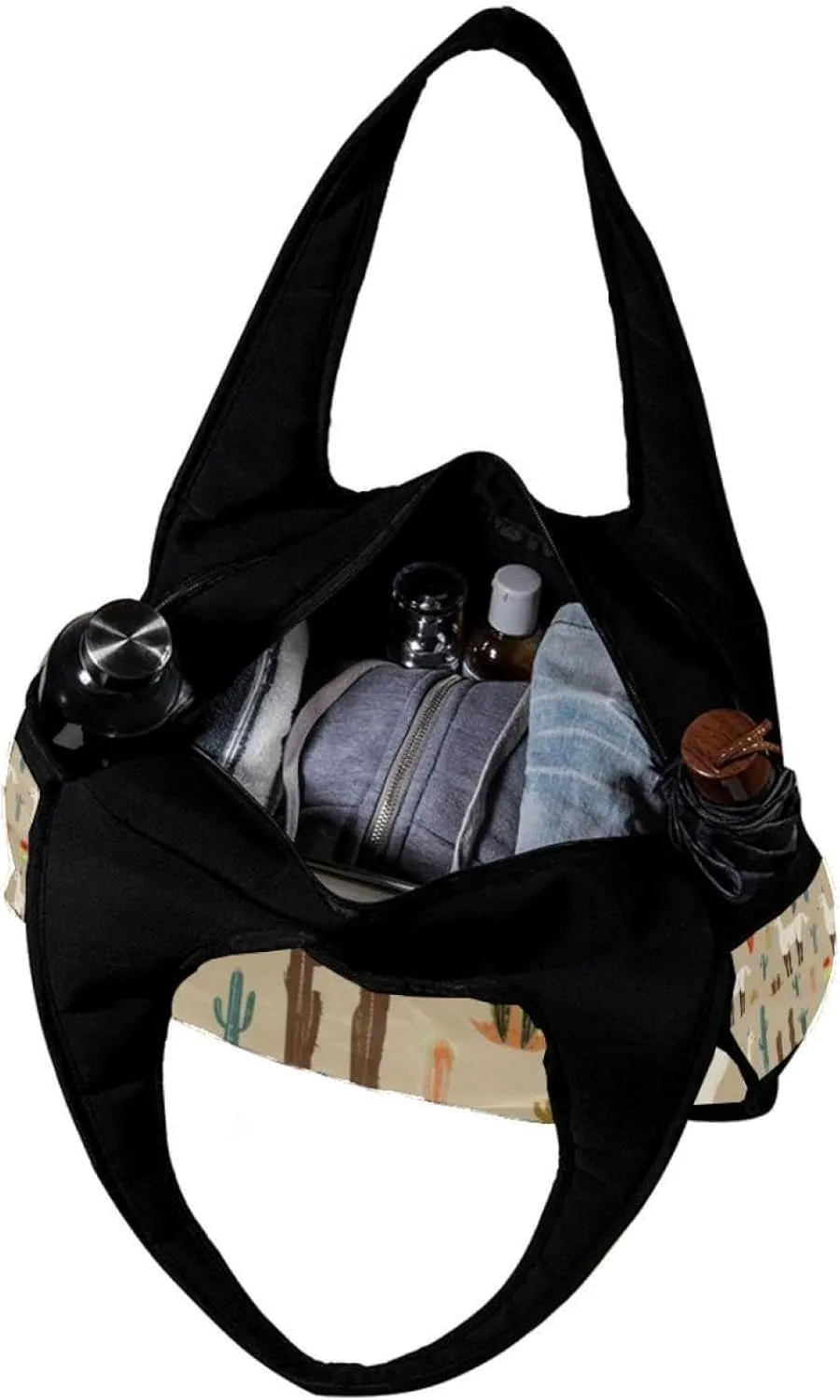 Weekender Travel Bag,Small Gym Bag,Cartoon Llamas Plant Flowers,Gym Duffle Bag