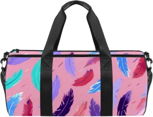 Weekender Travel Bag,Small Gym Bag,Colored Feather,Gym Duffle Bag