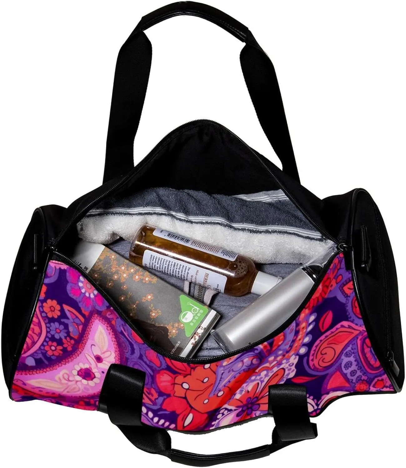 Weekender Travel Bag,Small Gym Bag,Colorful Paisley Ethnic Floral,Gym Duffle Bag
