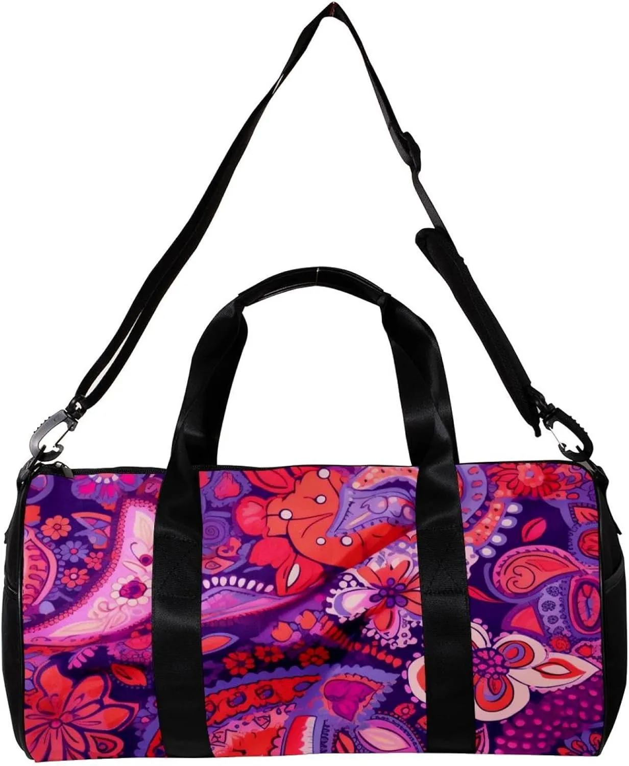 Weekender Travel Bag,Small Gym Bag,Colorful Paisley Ethnic Floral,Gym Duffle Bag