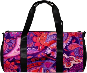 Weekender Travel Bag,Small Gym Bag,Colorful Paisley Ethnic Floral,Gym Duffle Bag