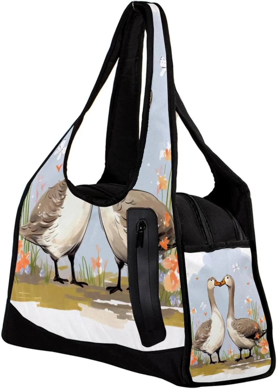 Weekender Travel Bag,Small Gym Bag,Couple Flower Goose,Gym Duffle Bag