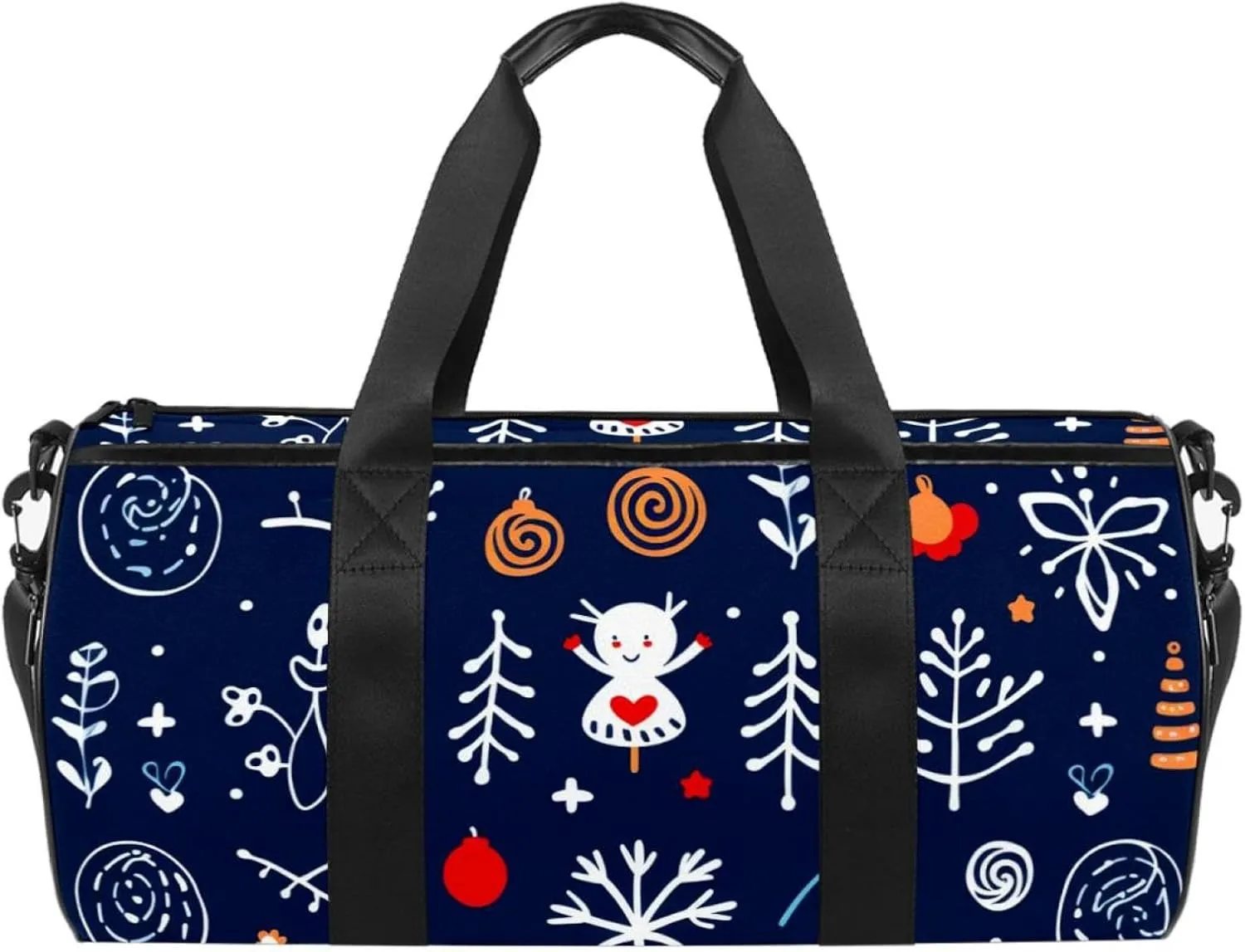 Weekender Travel Bag,Small Gym Bag,Deer Snowflake Angle Christmas,Gym Duffle Bag