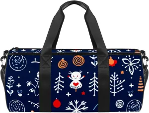 Weekender Travel Bag,Small Gym Bag,Deer Snowflake Angle Christmas,Gym Duffle Bag