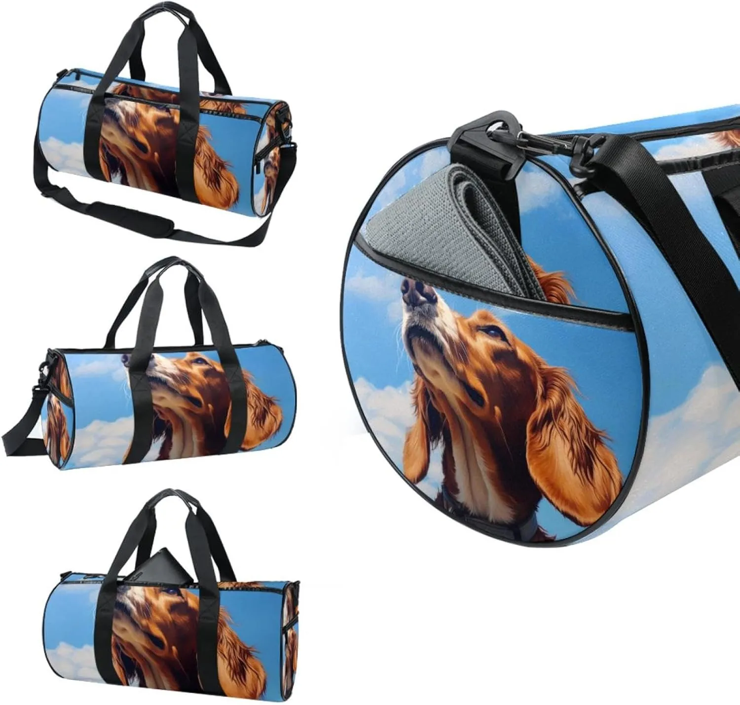 Weekender Travel Bag,Small Gym Bag,Dog and Sky,Gym Duffle Bag