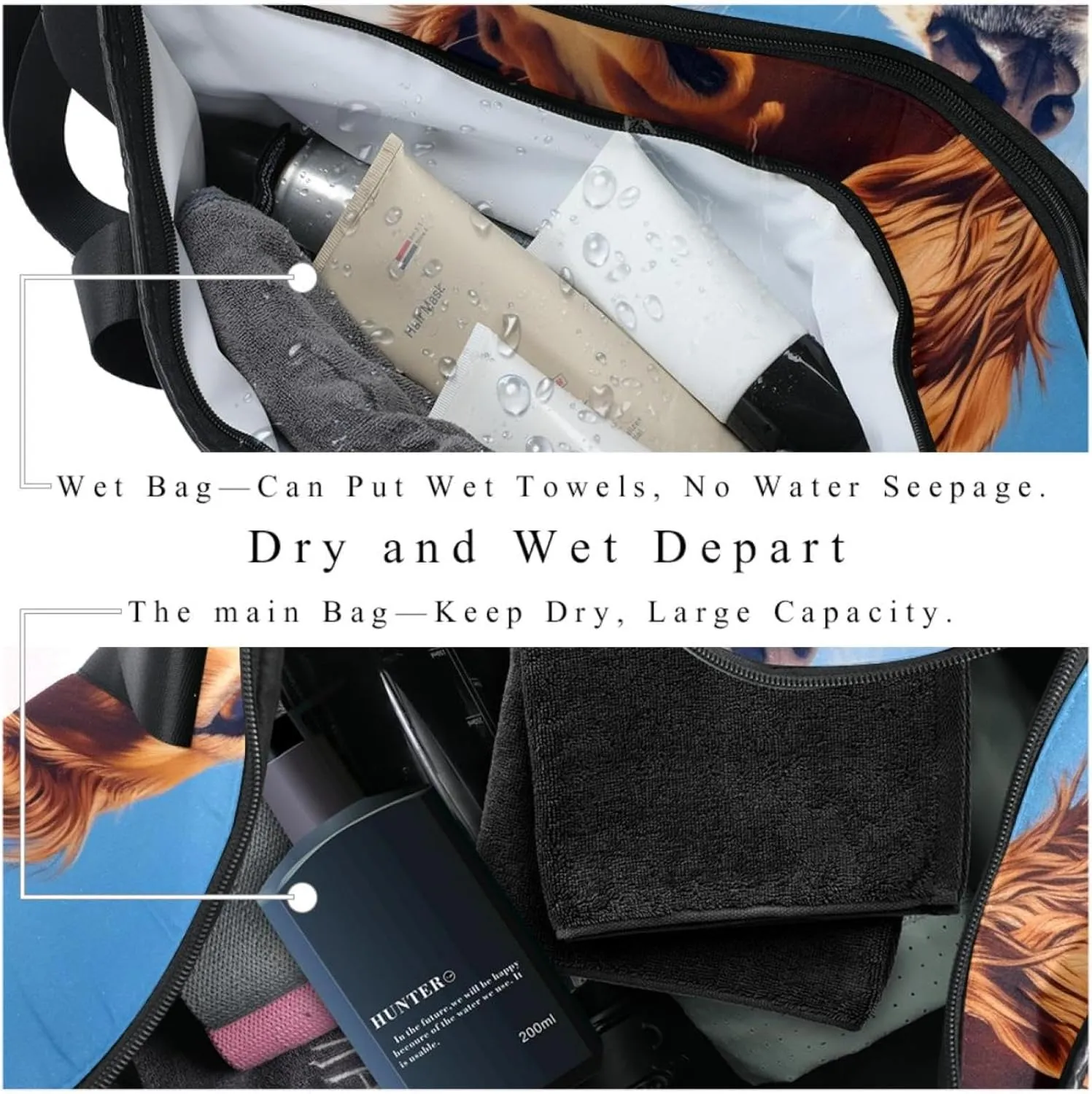 Weekender Travel Bag,Small Gym Bag,Dog and Sky,Gym Duffle Bag
