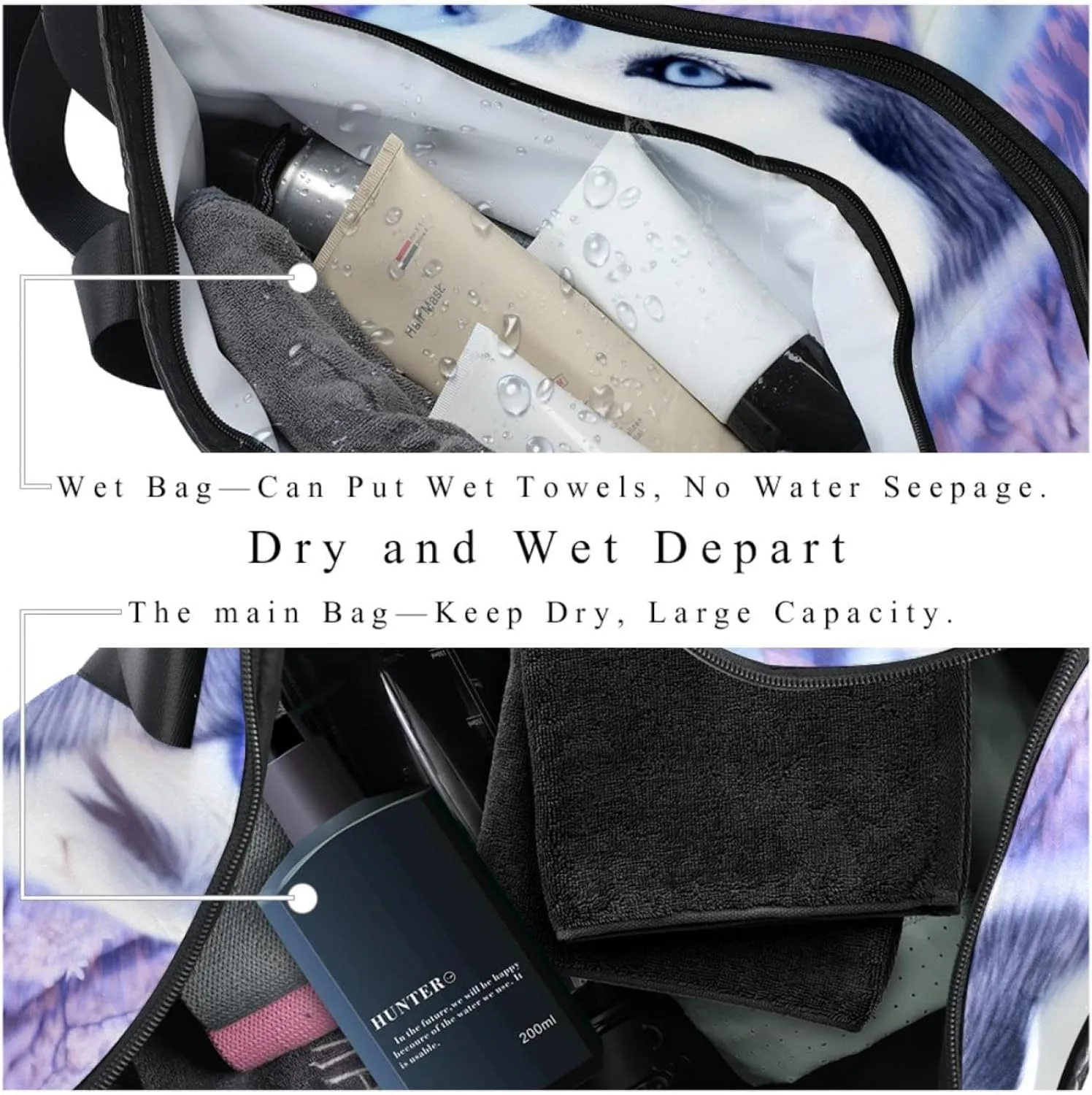 Weekender Travel Bag,Small Gym Bag,Dog Animal Wolf,Gym Duffle Bag