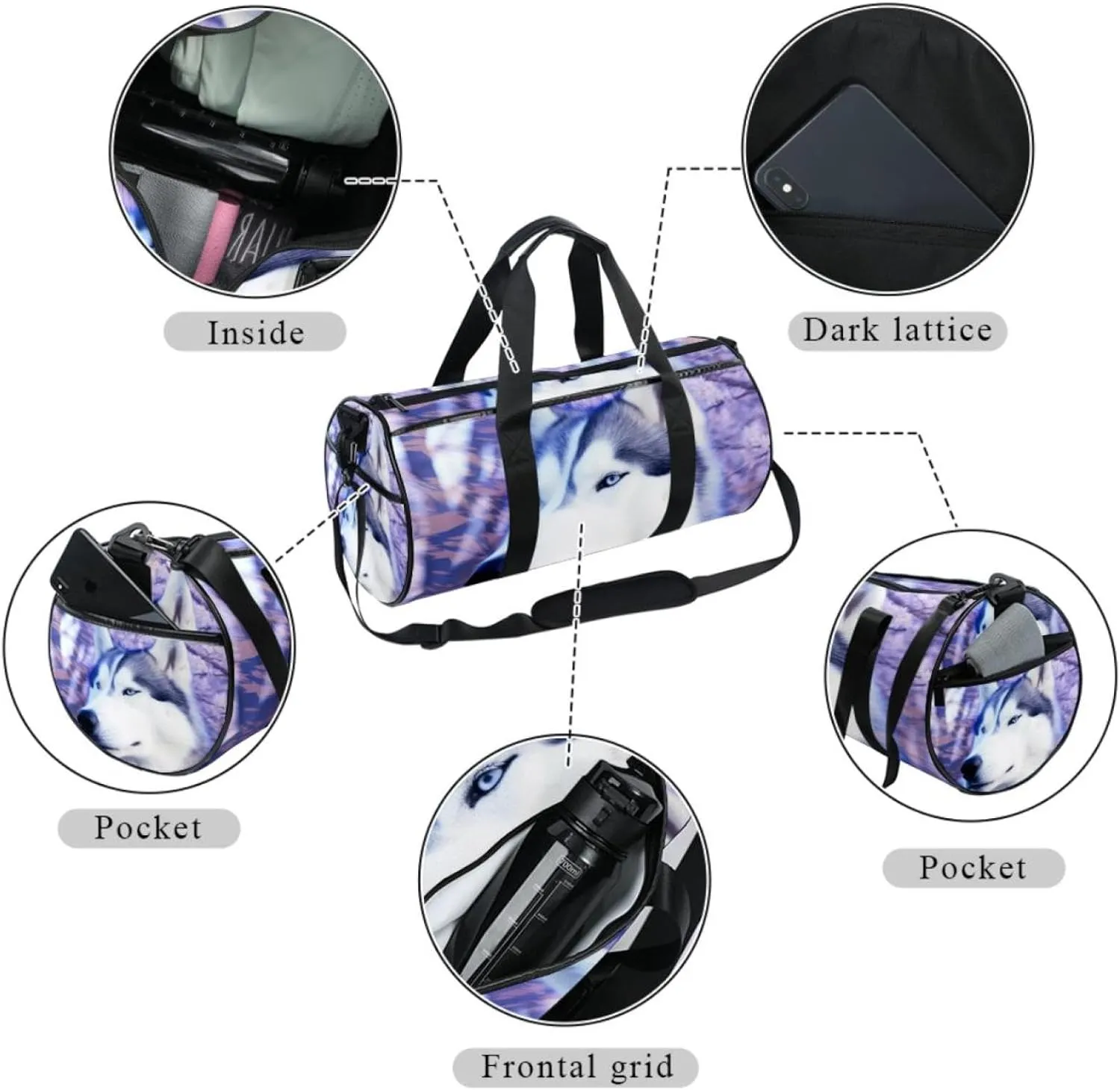 Weekender Travel Bag,Small Gym Bag,Dog Animal Wolf,Gym Duffle Bag