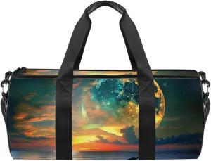 Weekender Travel Bag,Small Gym Bag,Dolphin Jumping in the Sea Sunset,Gym Duffle Bag