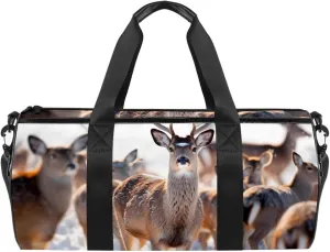 Weekender Travel Bag,Small Gym Bag,Family Forest Noble Deer,Gym Duffle Bag