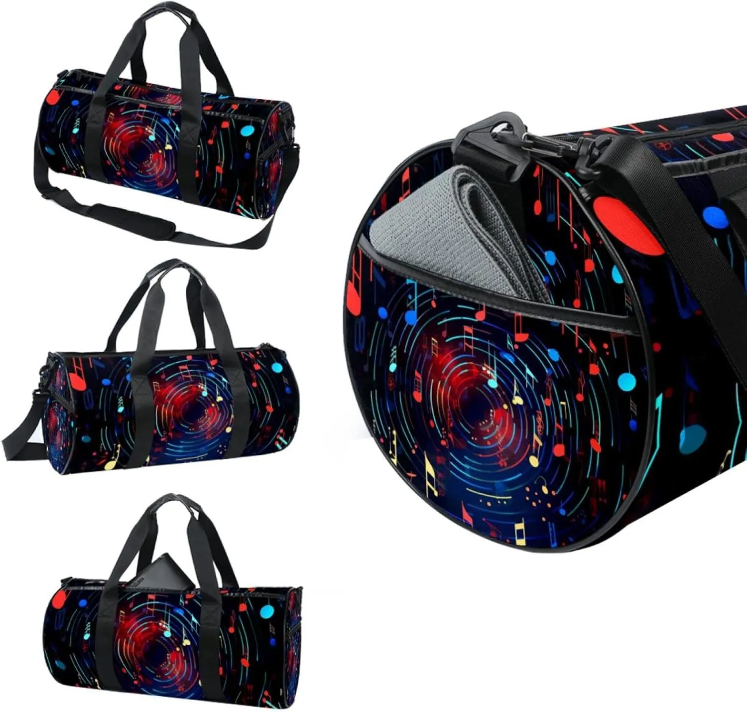 Weekender Travel Bag,Small Gym Bag,Fantastic Colorful Music Note,Gym Duffle Bag