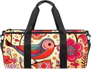 Weekender Travel Bag,Small Gym Bag,Flower Heart Bird Butterfly Spring,Gym Duffle Bag