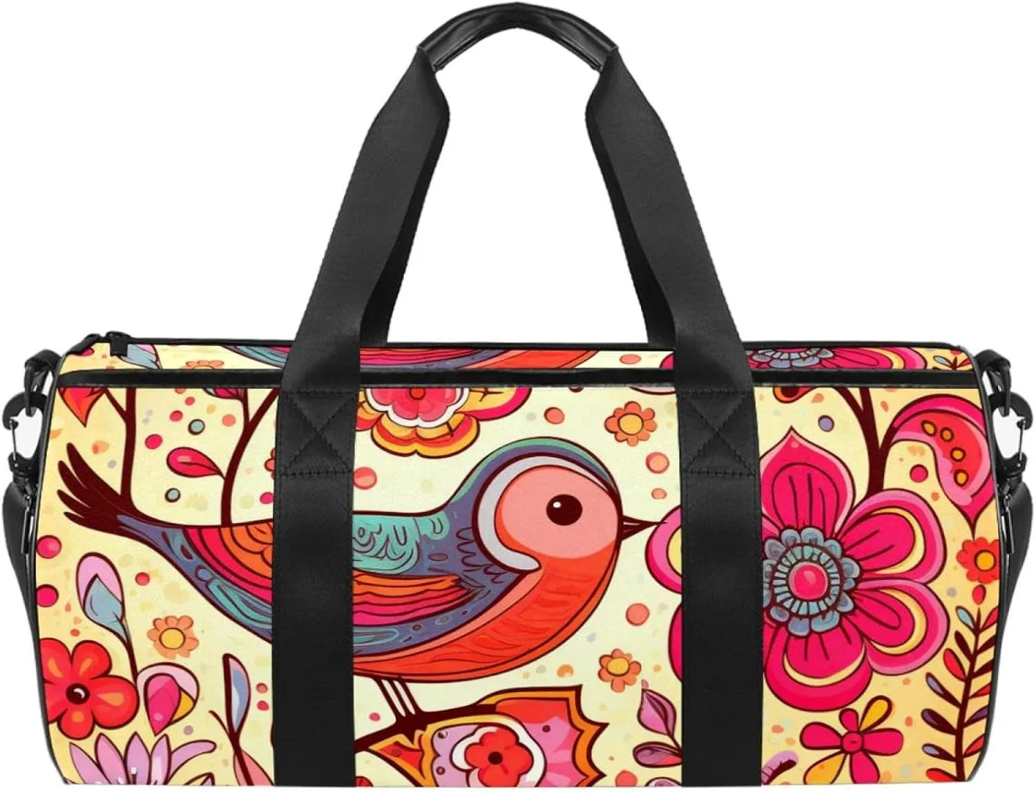 Weekender Travel Bag,Small Gym Bag,Flower Heart Bird Butterfly Spring,Gym Duffle Bag