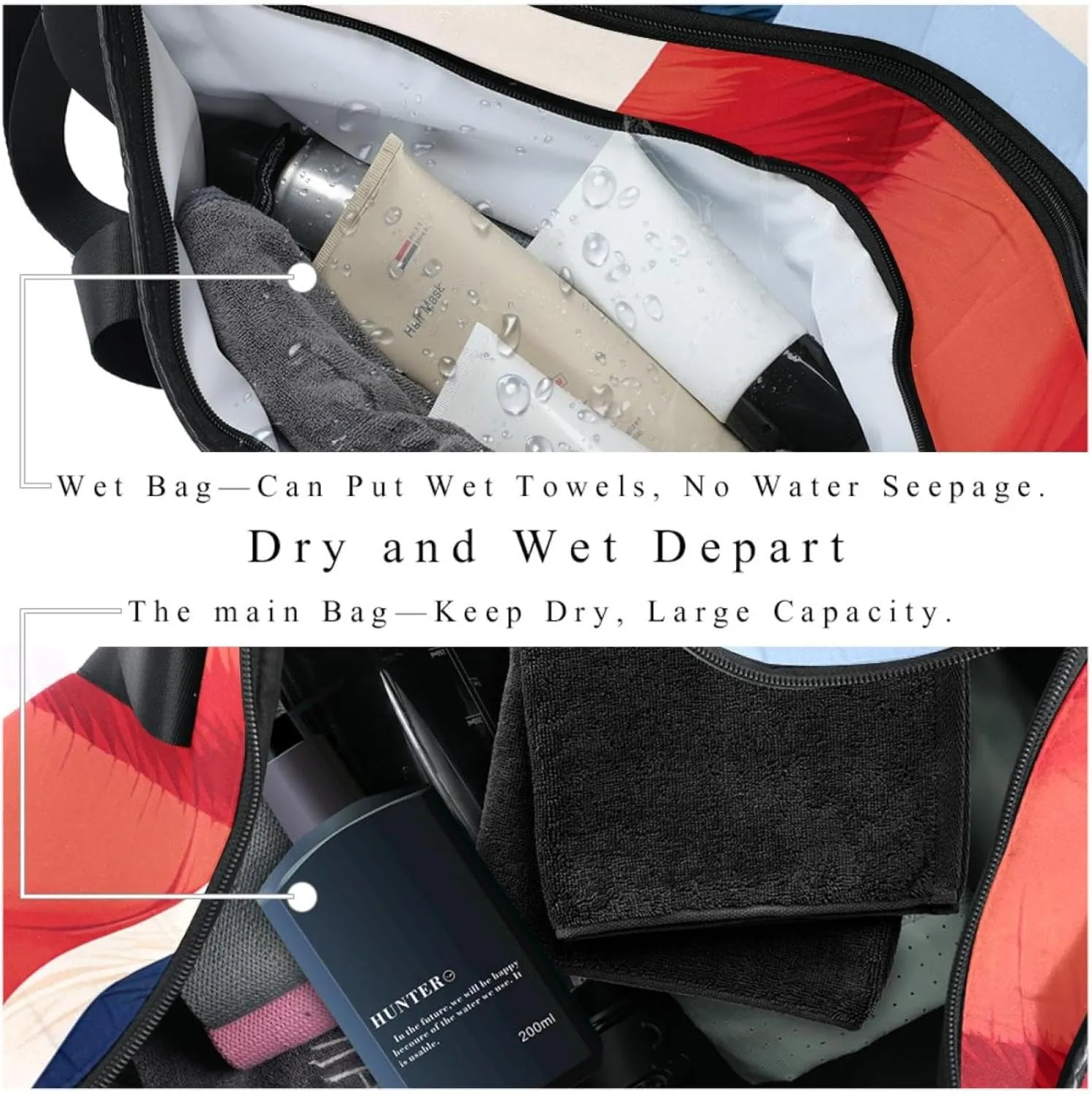 Weekender Travel Bag,Small Gym Bag,France and South Africa Flag,Gym Duffle Bag