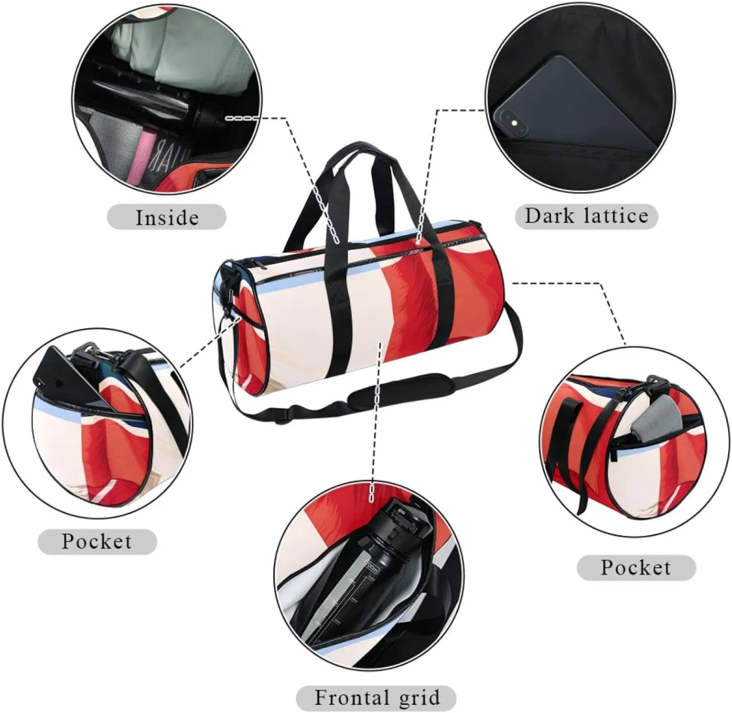 Weekender Travel Bag,Small Gym Bag,France and South Africa Flag,Gym Duffle Bag