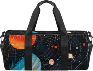 Weekender Travel Bag,Small Gym Bag,Universe Planet Galaxy Solar System,Gym Duffle Bag