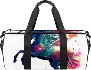 Weekender Travel Bag,Small Gym Bag,Watercolor Rainbow Animal Unicorn,Gym Duffle Bag