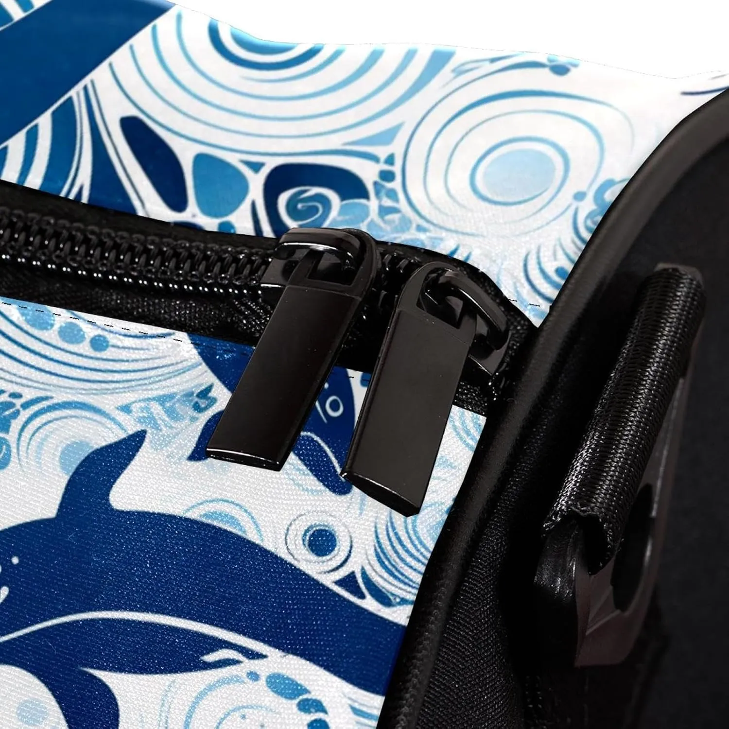Weekender Travel Bag,Small Gym Bag,Whales Sea Waves Floral,Gym Duffle Bag