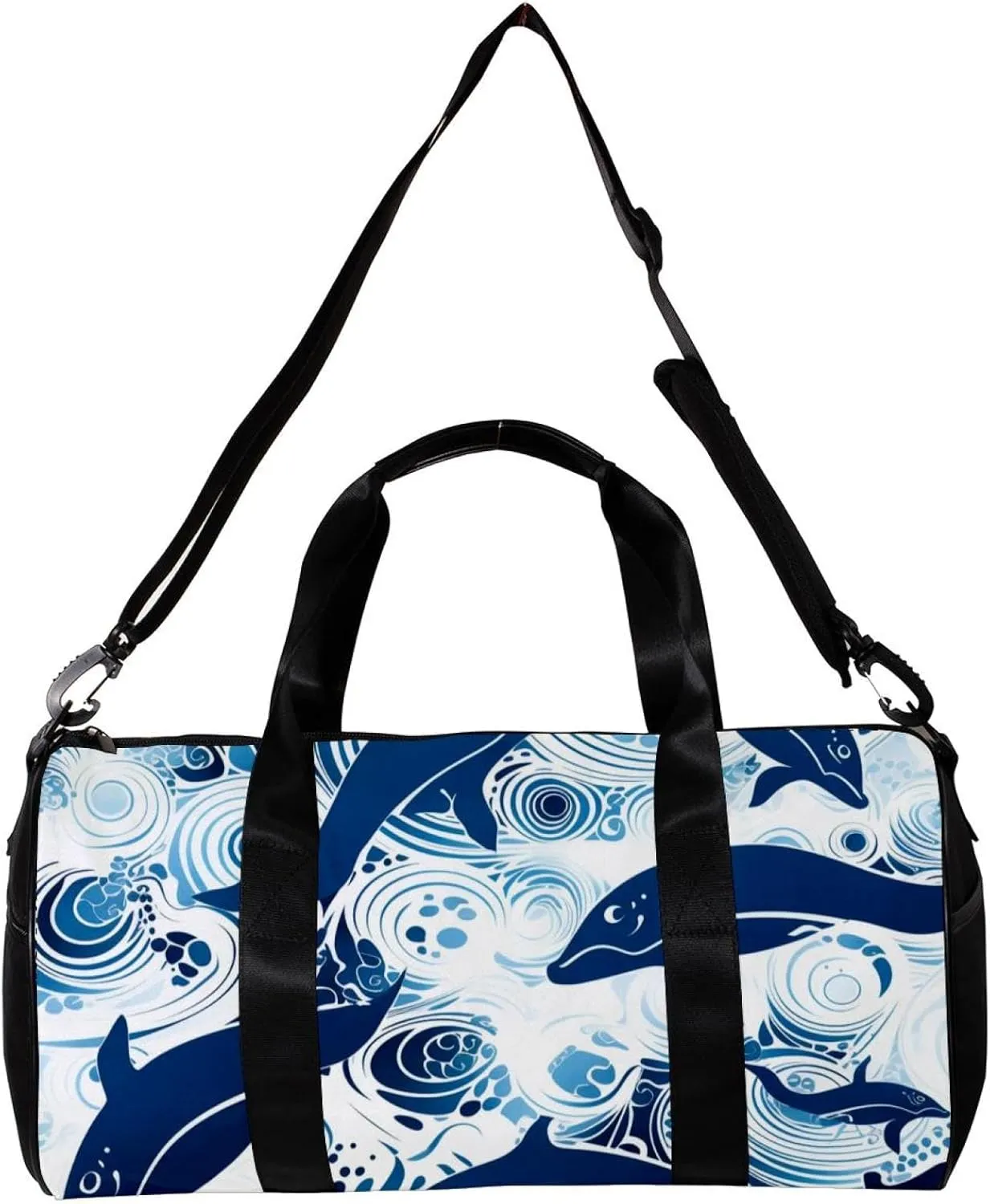 Weekender Travel Bag,Small Gym Bag,Whales Sea Waves Floral,Gym Duffle Bag