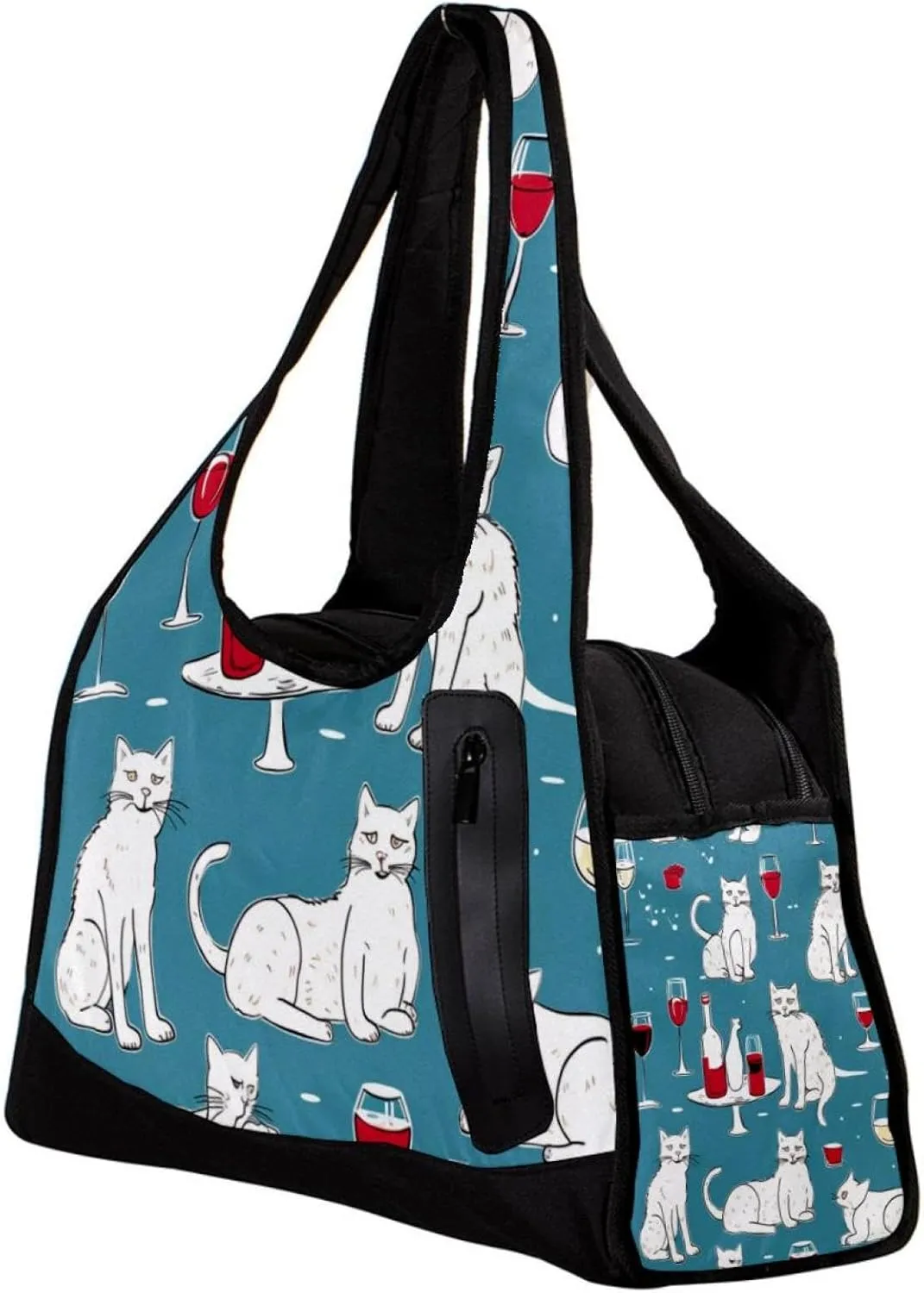 Weekender Travel Bag,Small Gym Bag,Wine Glass Red Wine Cats,Gym Duffle Bag