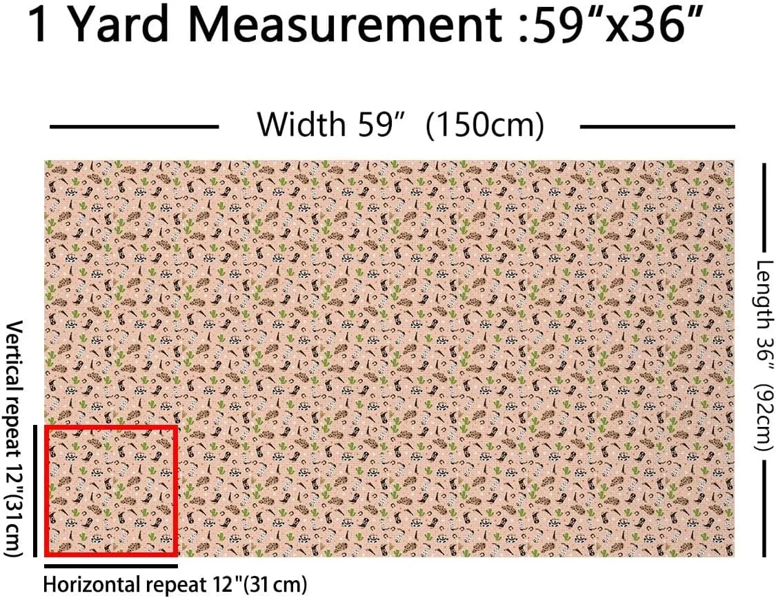 Western Cowboy Fabric by The Yard 1 Yard Cactus Decorative Waterproof Outdoor Fabric for Chairs Sofa Couch Western Decor Stars Upholstery Fabric Waterproof DIY Reupholstery Fabric