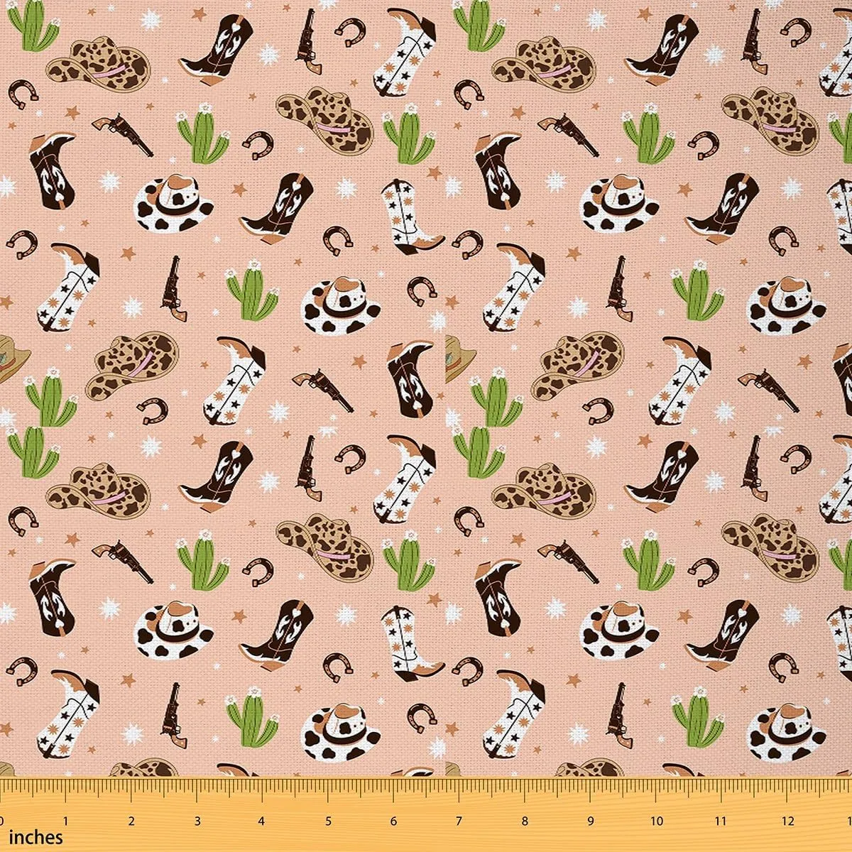 Western Cowboy Fabric by The Yard 1 Yard Cactus Decorative Waterproof Outdoor Fabric for Chairs Sofa Couch Western Decor Stars Upholstery Fabric Waterproof DIY Reupholstery Fabric