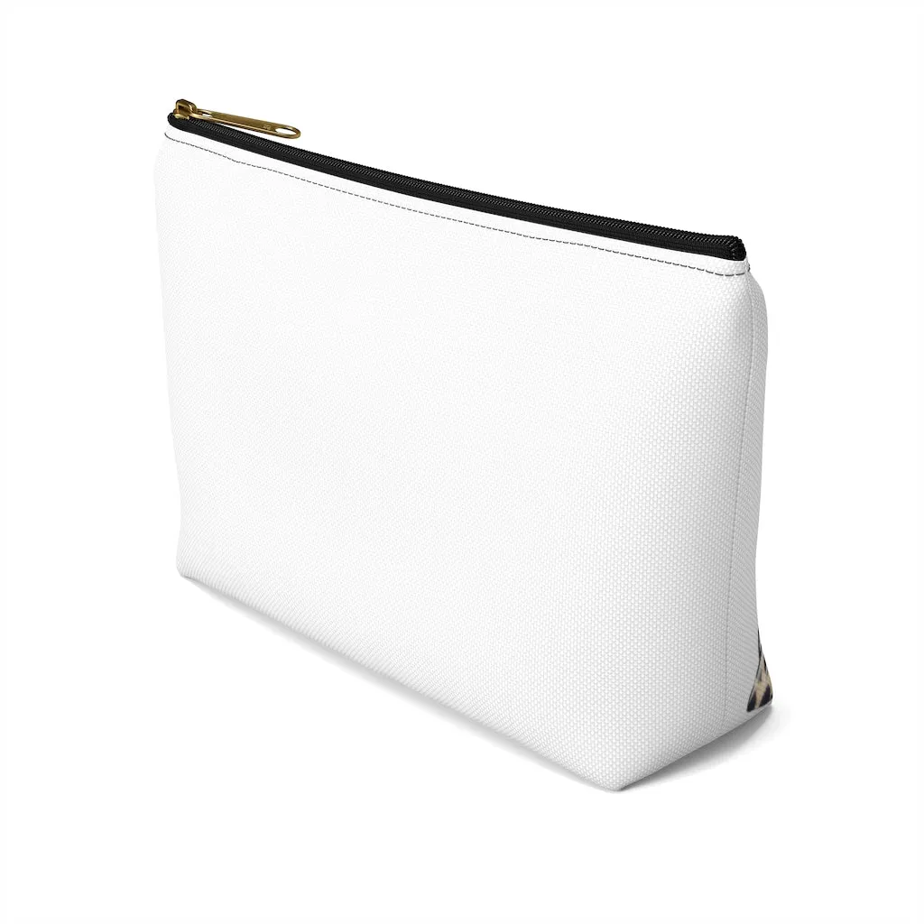 White & Gold Boss Lady  Makeup & Accessory Pouch w T-bottom