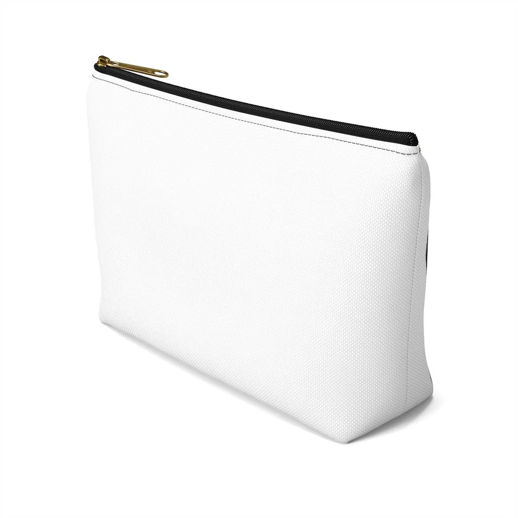White & Gold Boss Lady  Makeup & Accessory Pouch w T-bottom