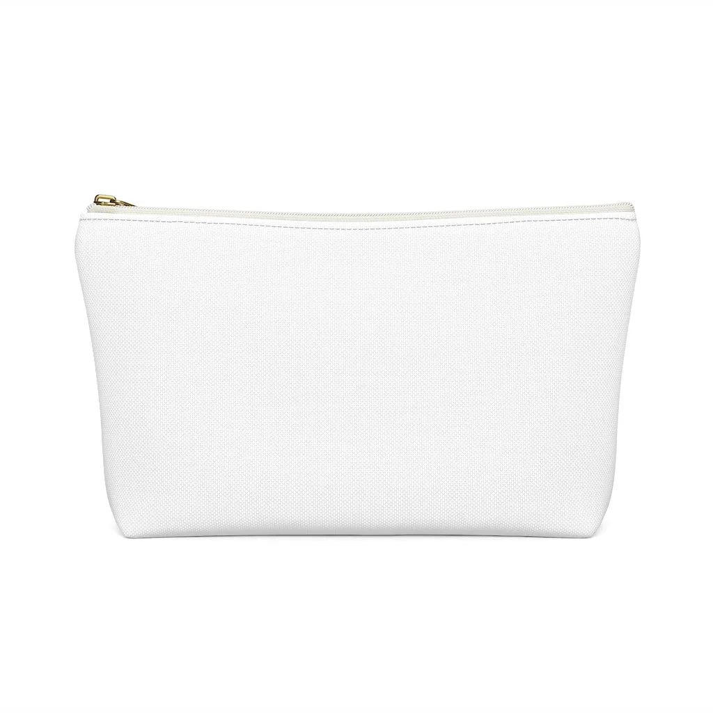 White & Gold Boss Lady  Makeup & Accessory Pouch w T-bottom