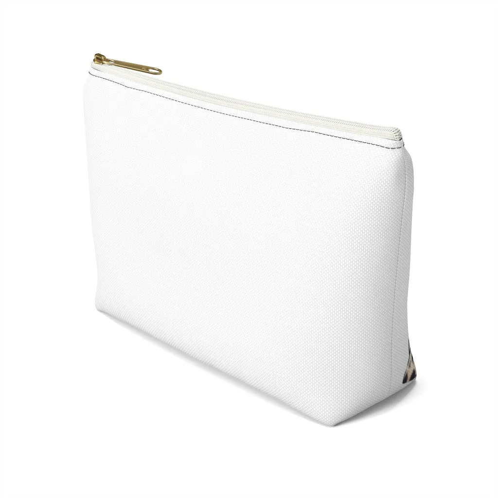 White & Gold Boss Lady  Makeup & Accessory Pouch w T-bottom