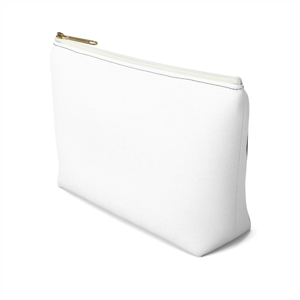 White & Gold Boss Lady  Makeup & Accessory Pouch w T-bottom